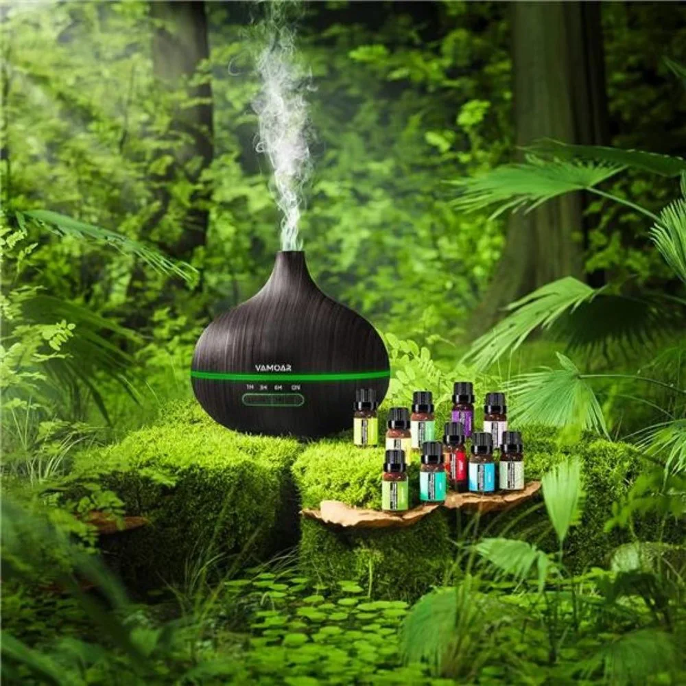 Essential Oil Diffuser Gift Set ，550ml Diffuser & Essential Oil Set, Top 10 Oils